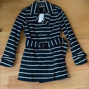 Navy Stripe Trench Coat
